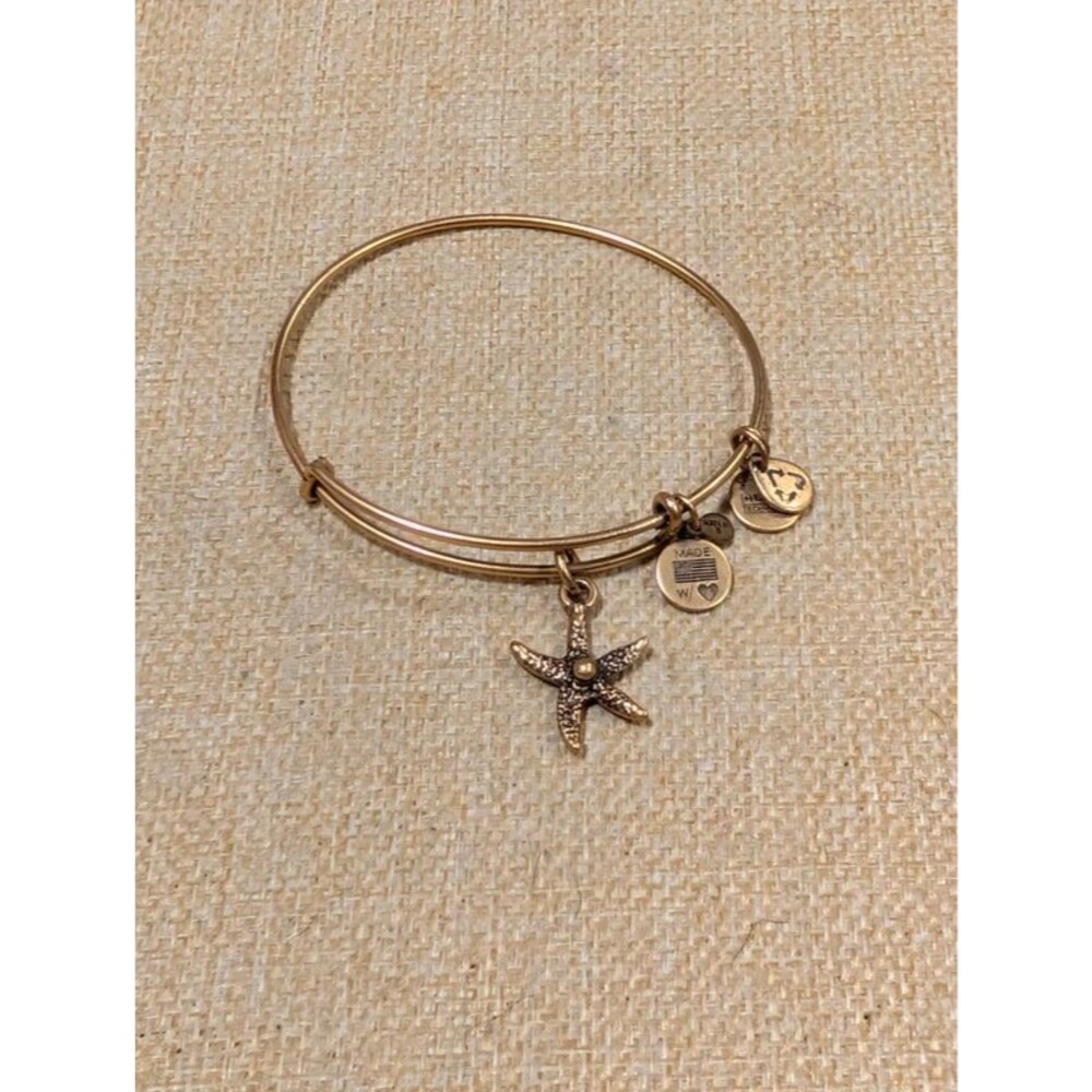 Alex and Ani Gold-Tone Starfish Charm Expandable Wire Bangle Bracelet